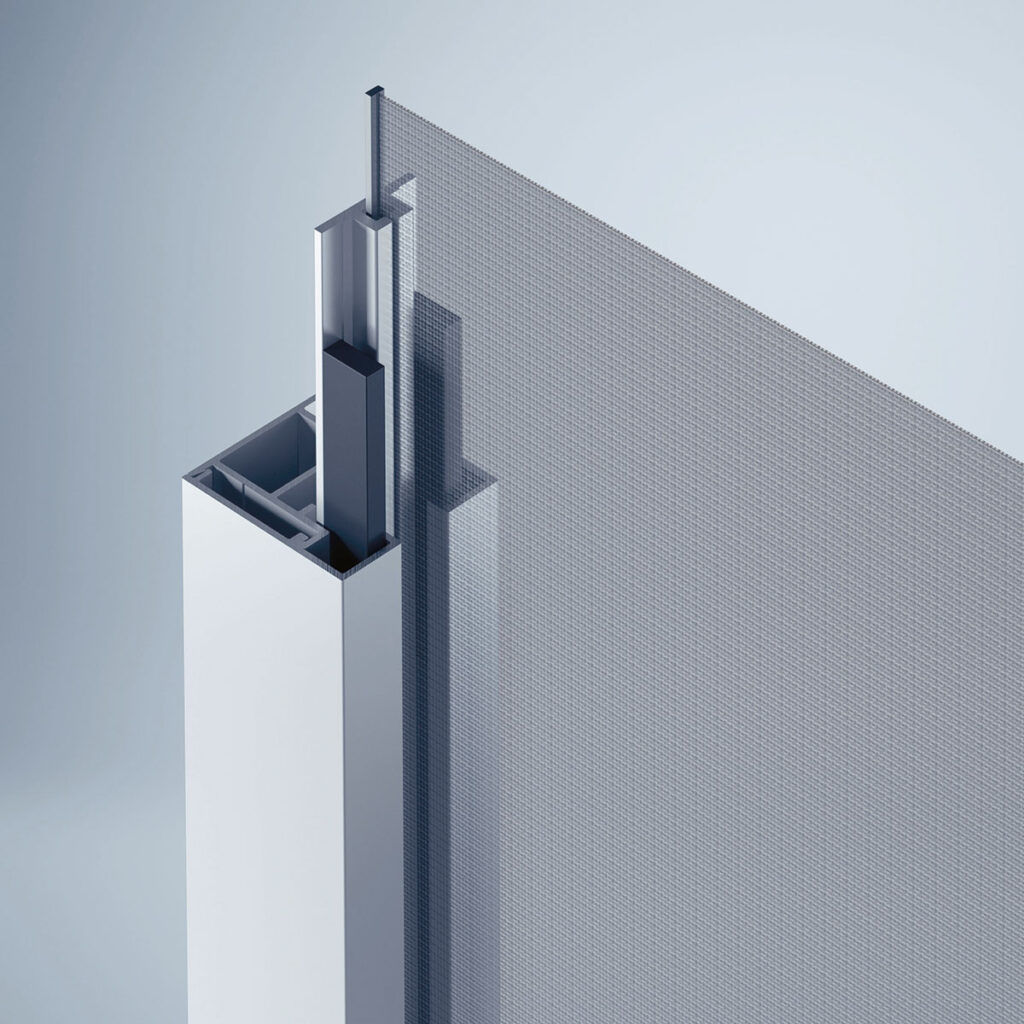 sonnenschutz fenster textil außenrollo easy einfache montage solarantrieb aluminium spurlos rückbaubar stabil langlebig witterungsbeständig pulverbeschichtet genehmigungsfrei hochwertig nachträgliche montage hergestellt in deutschland Solar-Klemm-Rollo (SKR)